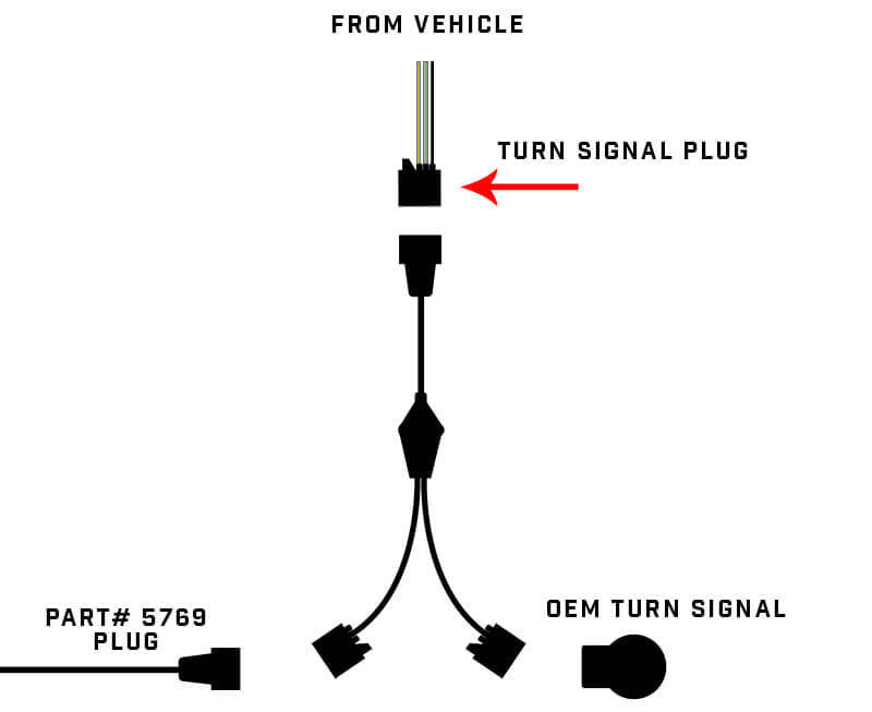 Oracle Wrangler JK Switchback Turn Signal Y Splitter Adapter (Single) - eliteracefab.com