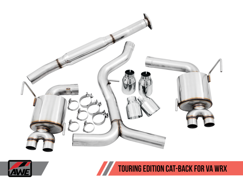 AWE Tuning 2015+ Subaru WRX VA Sedan Touring Edition Exhaust - Chrome Silver Tips (102mm) - eliteracefab.com