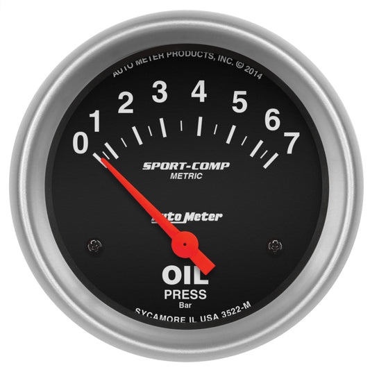 Autometer Sport-Comp 66.7mm 0-7 BAR Short Sweep Electronic Oil Pressure Gauge 3522-M