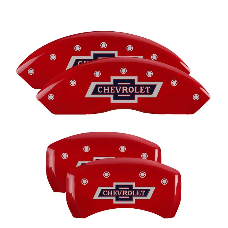 MGP 4 Caliper Covers Engraved F & R 100 Anniversary Red Finish Silver Char 2019 Chevrolet Colorado MGP