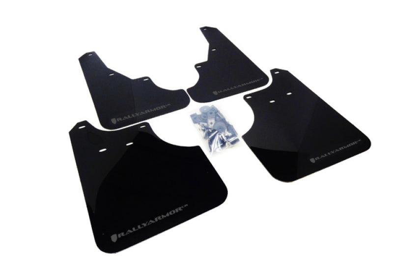 Rally Armor UR Mudflaps Black Urethane Grey Logo 2009-2013 Forester / 2009-2013 FXT - eliteracefab.com