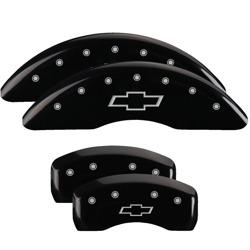 MGP 4 Caliper Covers Engraved Front & Rear Bowtie Black finish silver ch MGP