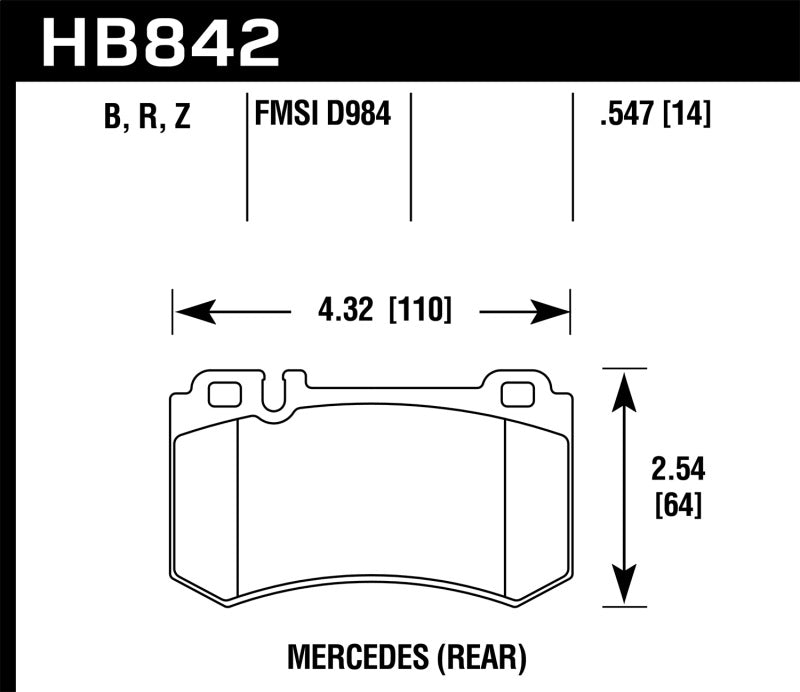 Hawk Performance HPS 5.0 Rear Brake Pads - HB842B.547 Hawk Performance