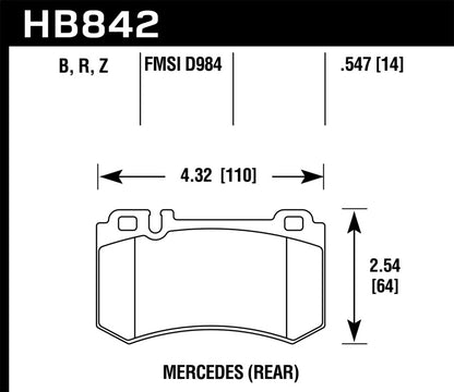 Hawk Performance HPS 5.0 Rear Brake Pads - HB842B.547 Hawk Performance