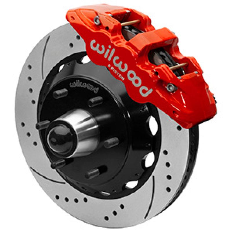 Wilwood 63-87 C10 CPP Spindle AERO6 Front BBK 14in Drilled/Slotted 6x5.5 BC - Red Wilwood