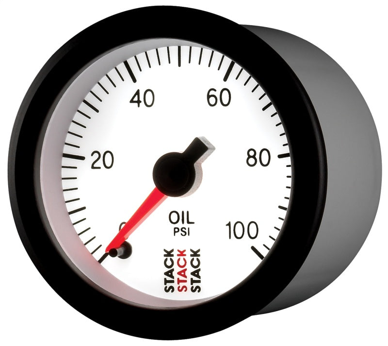 Autometer Stack 52mm 0-100 PSI 1/8in NPTF Male Pro Stepper Motor Oil Pressure Gauge - White ST3352