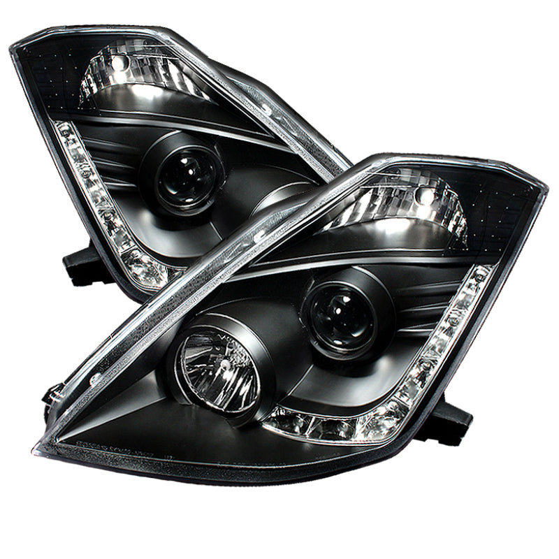 Spyder Nissan 350Z 03-05 Projector Headlights Xenon DRL Blk High H1 Lw D2R PRO-YD-N350Z02-HID-DRL-BK - eliteracefab.com