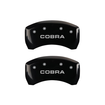 MGP Rear set 2 Caliper Covers Engraved Rear Cobra Black finish silver ch MGP
