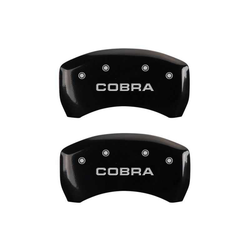 MGP 4 Caliper Covers Engraved Front & Rear Cobra Black finish silver ch MGP