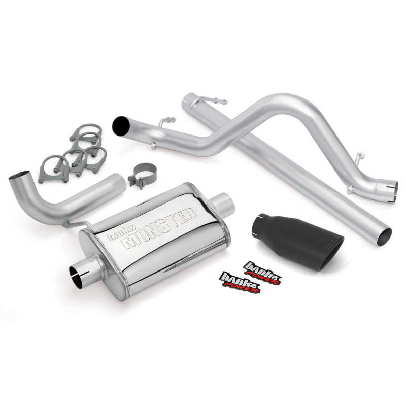 Banks Power 07-11 Jeep 3.8L Wrangler - 2dr Monster Exhaust System - SS Single Exhaust w/ Black Tip - eliteracefab.com