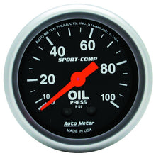 Load image into Gallery viewer, AutoMeter GAUGE; OIL PRESSURE; 2 1/16in.; 100PSI; MECHANICAL; SPORT-COMP - eliteracefab.com