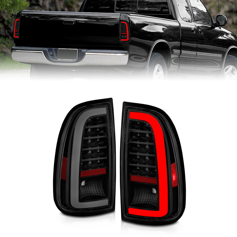 ANZO 00-06 Toyota Tundra (Std. Bed/Reg Cab) LED Taillights w/Light Bar Black Housing Smoke Lens - eliteracefab.com