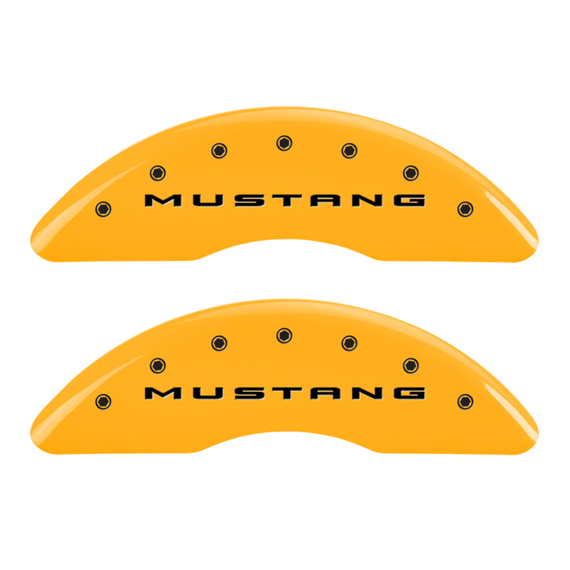 MGP 4 Caliper Covers Engraved Front 2015/Mustang Engraved Rear 2015/37 Yellow finish black ch MGP