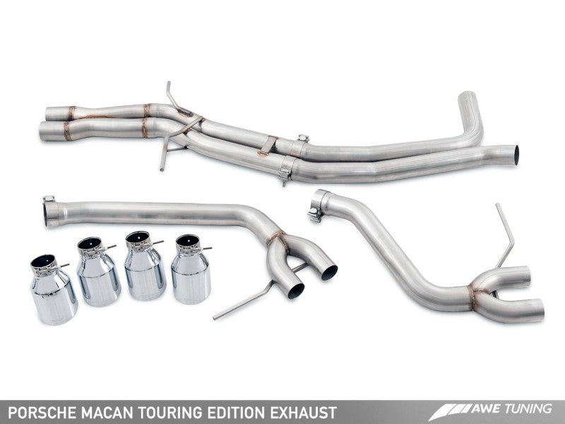AWE Tuning Porsche Macan Touring Edition Exhaust System - Diamond Black 102mm Tips - eliteracefab.com