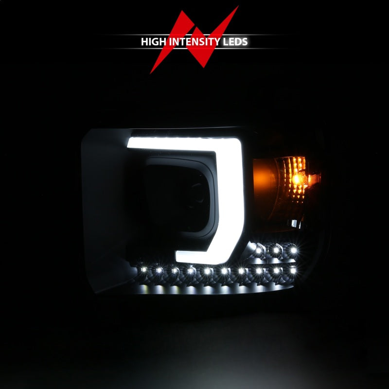 ANZO 2014-2015 Gmc Sierra 1500HD Projector Plank Style Headlight Black W/ Drl - eliteracefab.com