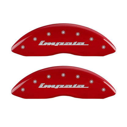 MGP 4 Caliper Covers Engraved Front & Rear Impala Red finish silver ch MGP