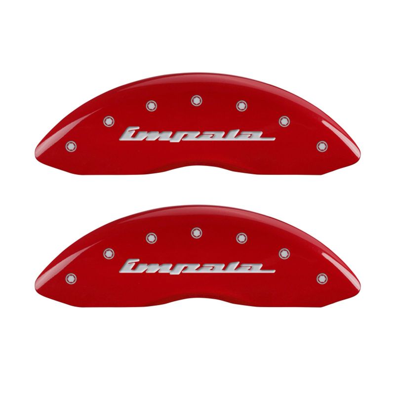 MGP 4 Caliper Covers Engraved Front & Rear Impala Red finish silver ch MGP