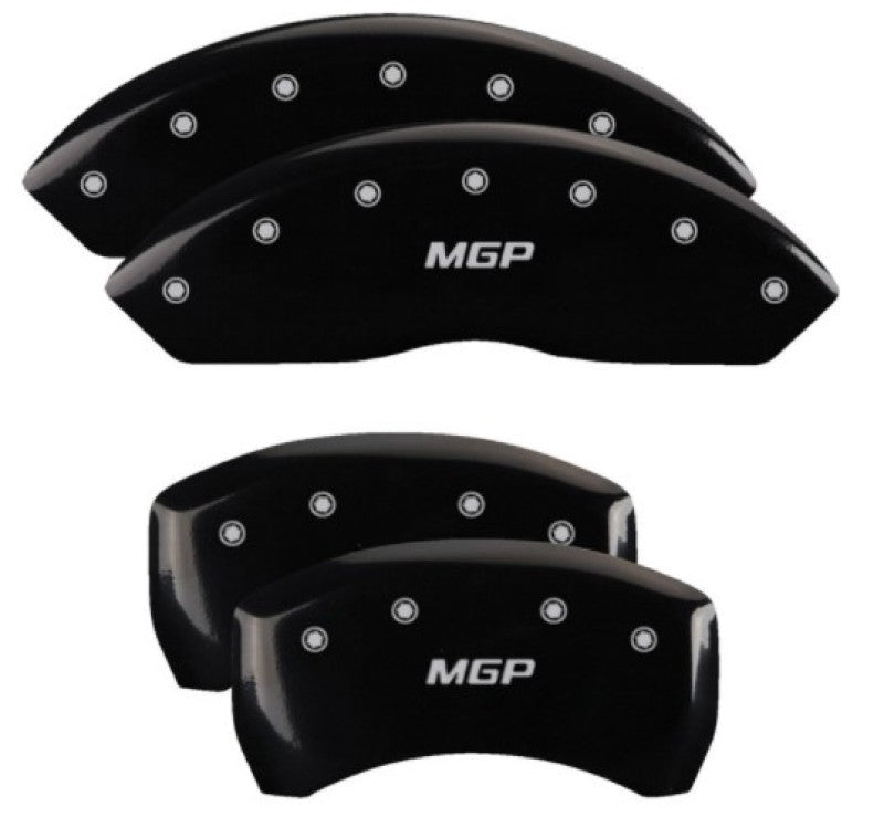 MGP 4 Caliper Covers Engraved Front & Rear MGP Black Finish Silver Char 2019 Chevrolet Blazer MGP