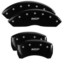 Load image into Gallery viewer, MGP 4 Caliper Covers Engraved Front &amp; Rear MGP Black Finish Silver Char 2019 Chevrolet Blazer MGP