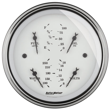 AutoMeter Gauge Quad 3-3/8in. 0 Ohm(e) to 90 Ohm(f)Elec Old Tyme White 1614