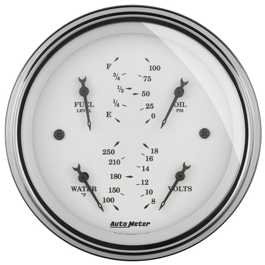 AutoMeter Gauge Quad 3-3/8in. 0 Ohm(e) to 90 Ohm(f)Elec Old Tyme White 1614