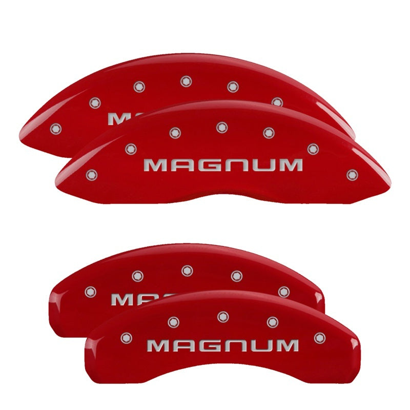 MGP 4 Caliper Covers Engraved Front & Rear With stripes/Dodge Black finish silver ch MGP