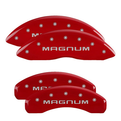 MGP 4 Caliper Covers Engraved Front & Rear With stripes/Dodge Black finish silver ch MGP