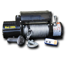 Load image into Gallery viewer, DV8 Offroad 12000 LB Winch w/ Steel Cable &amp; Wireless Remote - Black - eliteracefab.com