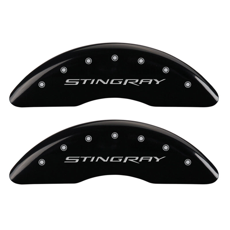 MGP 4 Caliper Covers Engraved Front & Rear Stingray Black finish silver ch MGP
