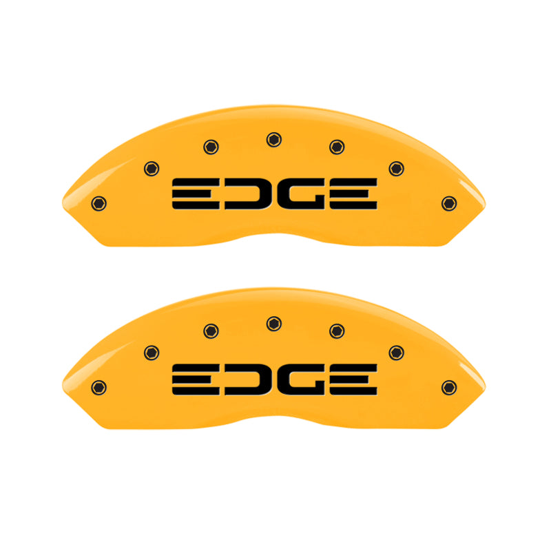 MGP 4 Caliper Covers Engraved Front & Rear Edge Yellow finish black ch MGP