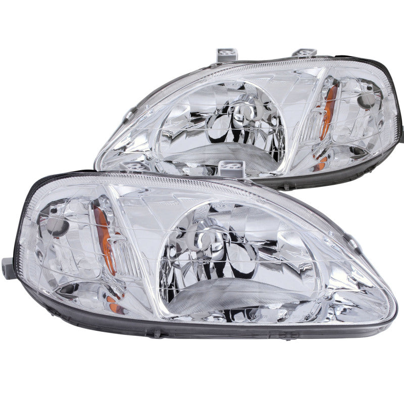 ANZO USA Honda Civic Crystal Headlights Chrome; 1999-2000 - eliteracefab.com