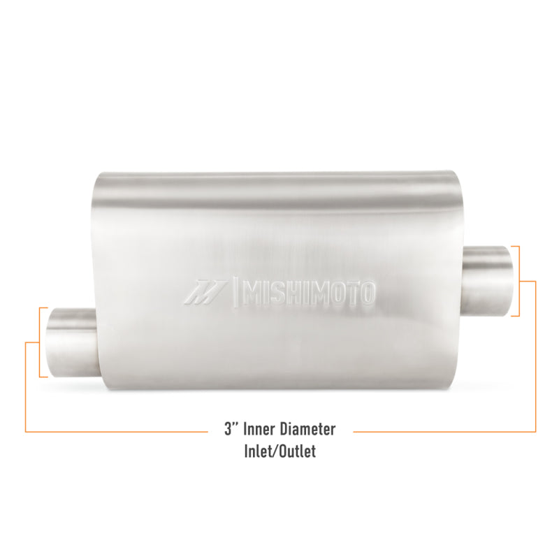 Mishimoto Universal Muffler with 3.0in Offset Inlet/Outlet - Brushed Mishimoto