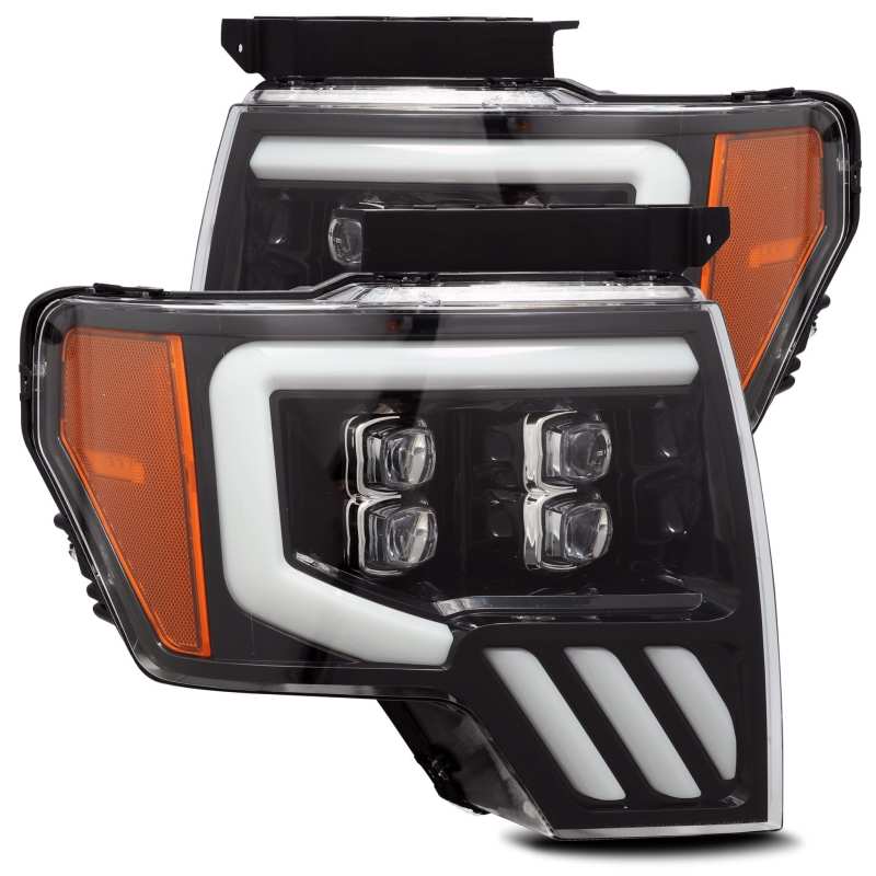 AlphaRex 09-14 Ford F-150 NOVA LED Proj Headlights Plank Style Gloss Black w/Activ Light/Seq Signal - eliteracefab.com