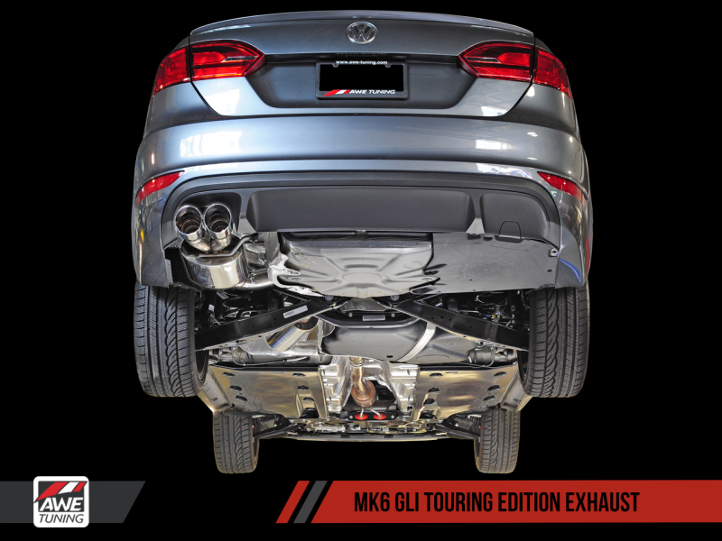 AWE Tuning Mk6 GLI 2.0T - Mk6 Jetta 1.8T Touring Edition Exhaust - Polished Silver Tips - eliteracefab.com