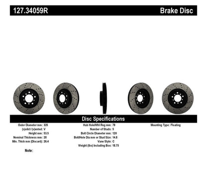 StopTech Slotted & Drilled Sport Brake Rotor - eliteracefab.com