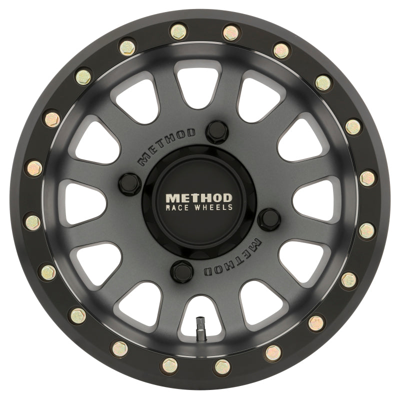 Method MR401 UTV Beadlock 15x7 4+3/+13mm Offset 4x156 132mm CB Titanium w/Matte Black Ring Wheel - eliteracefab.com