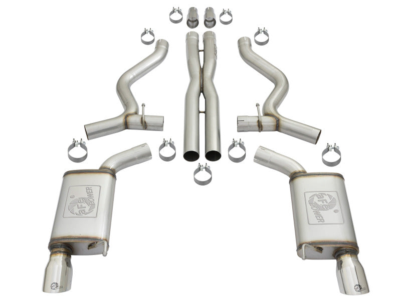 aFe MACHForce XP 3in 304 SS Cat-Back Exhausts w/ Polished Tips 15-17 Ford Mustang GT V8-5.0L/V6-3.7L aFe