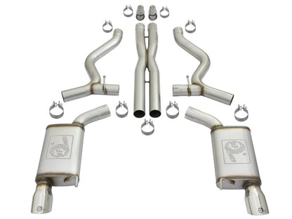 aFe MACHForce XP 3in 304 SS Cat-Back Exhausts w/ Polished Tips 15-17 Ford Mustang GT V8-5.0L/V6-3.7L aFe