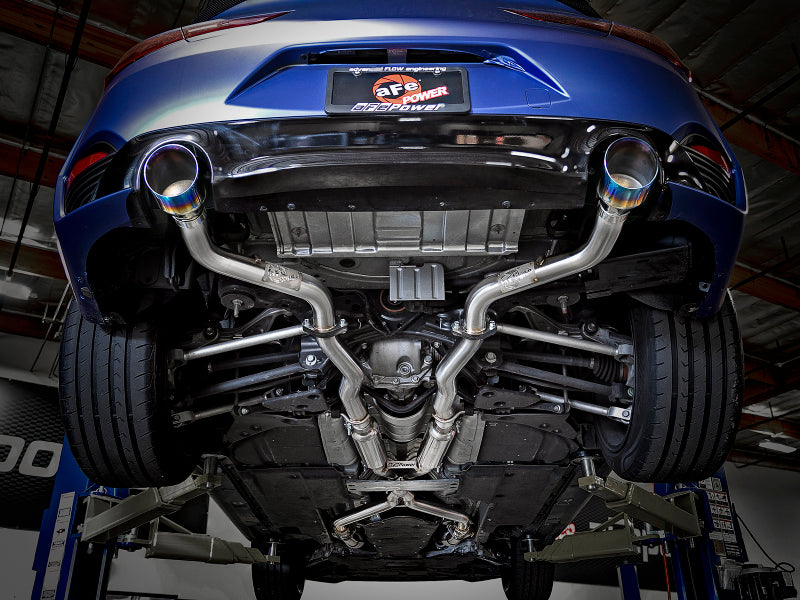 aFe POWER Takeda 2.5in 304 SS CB Exhaust w/ Blue Flame Tips 17-19 Infiniti Q60 V6-3.0L (tt) - eliteracefab.com