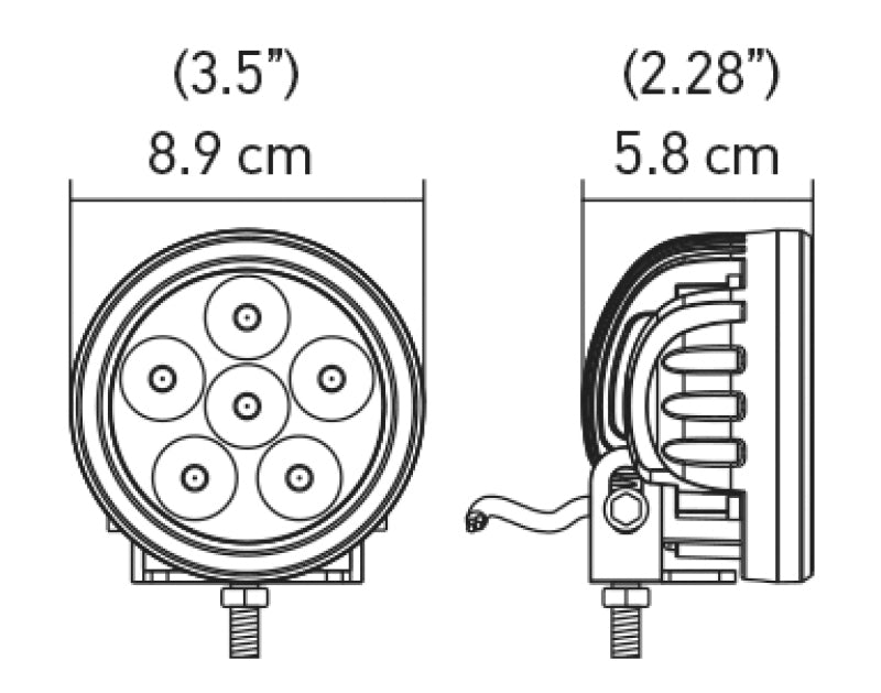 Hella Value Fit 90mm 6 LED Light - PED Off Road Spot Light - eliteracefab.com