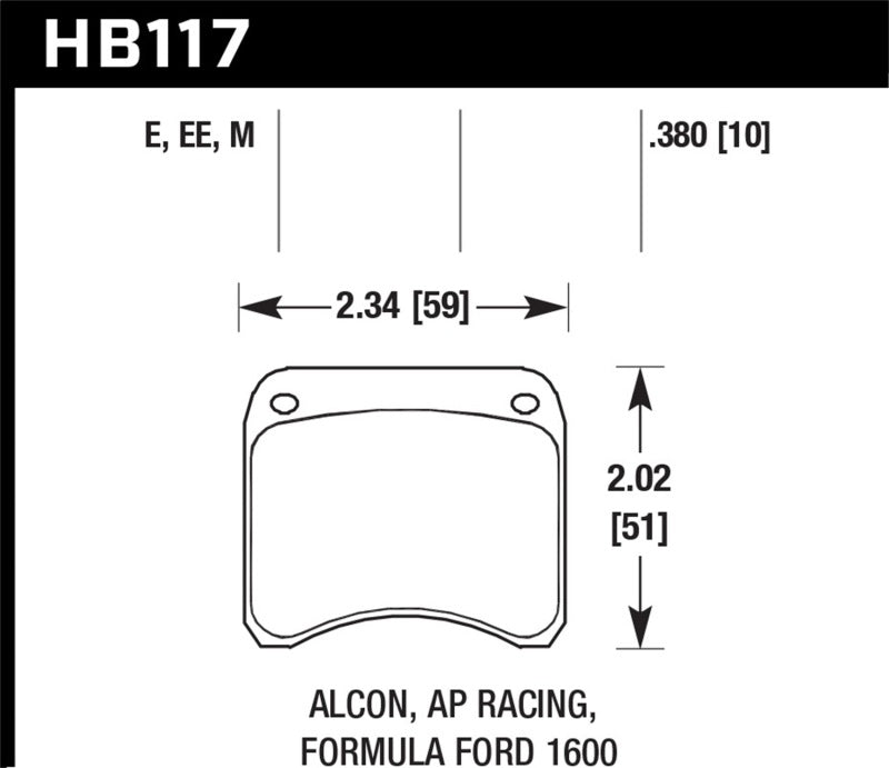 Hawk Performance Black Brake Pads - HB117M.380