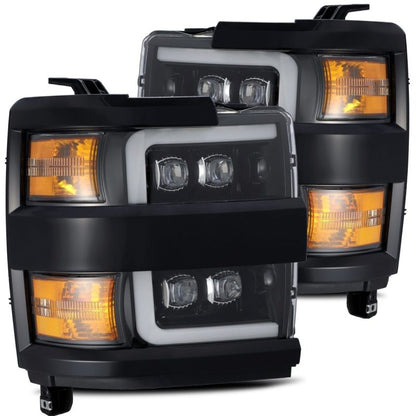 AlphaRex 880229 15-18 Chevy 2500HD NOVA LED Proj Headlight Plank Style Jet Blk w/Activ Light/Seq Signal/DRL