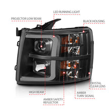 Load image into Gallery viewer, ANZO 07-13 Chevrolet Silverado 3500 Projector Headlights - Black Amber - eliteracefab.com