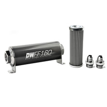 Load image into Gallery viewer, DeatschWerks Stainless Steel 8AN 100 Micron Universal Inline Fuel Filter Housing Kit (160mm)