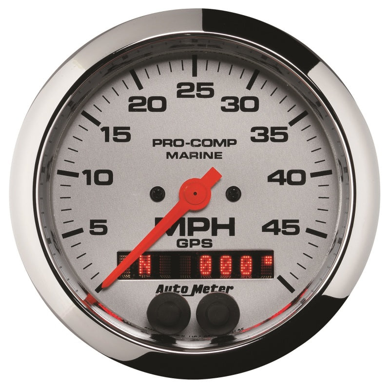 Autometer Marine Chrome Ultra-Lite 3-3/8in 50MPH GPS Speedometer Gauge 200635-35