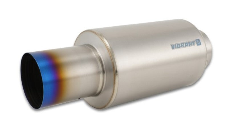 Vibrant Titanium Muffler w/Straight Cut Burnt Tip 4in Inlet / 4in Outlet - eliteracefab.com