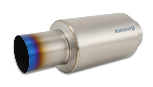 Vibrant Titanium Muffler w/Straight Cut Burnt Tip 4in Inlet / 4in Outlet - eliteracefab.com
