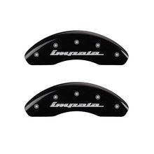 Load image into Gallery viewer, MGP 4 Caliper Covers Engraved Front &amp; Rear Impala Black finish silver ch MGP