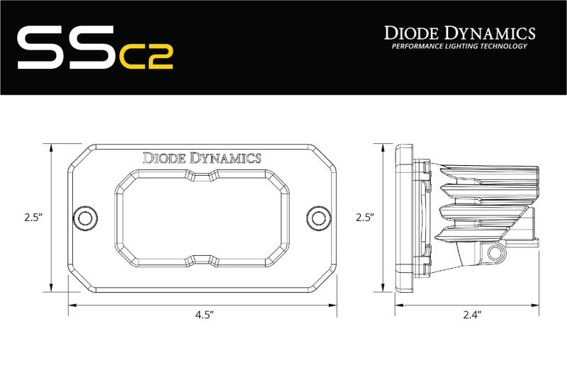 Diode Dynamics Stage Series 2 In LED Pod Sport - Yellow Flood Flush ABL (Pair)