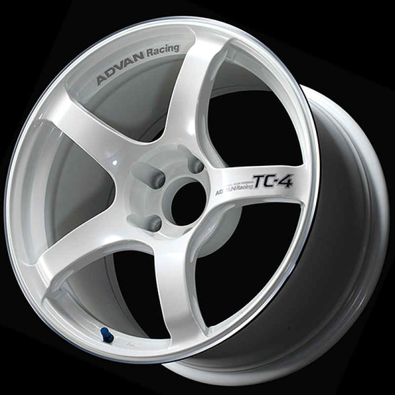 Advan YAD8I25MWMR TC4 18x9 +25mm 5-112 Racing White Metallic and Ring Wheel